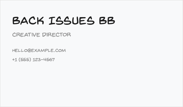 Back Issues BB Business Card