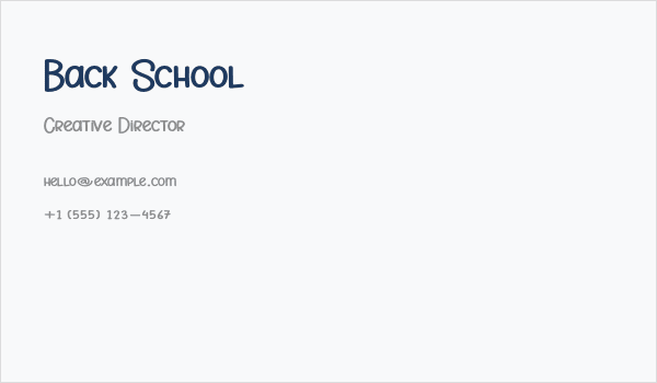 Back School Business Card