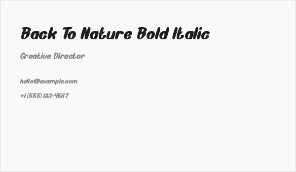 Back To Nature Bold Italic Business Card