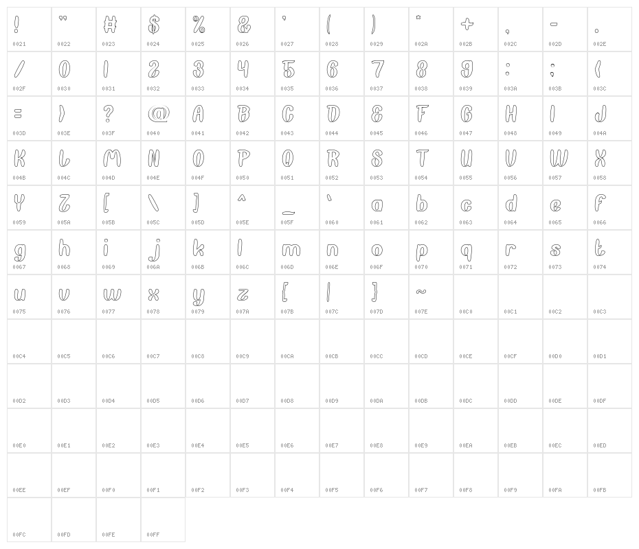 Back To Nature-Hollow Character Map