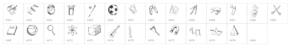 Back to School Elements DEMO Character Map