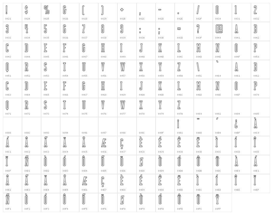 Backboard Outline Character Map