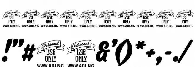 Backpack Personal Use Font OTHER CHARS