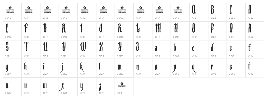 Backstab Personal Use  Regular Character Map