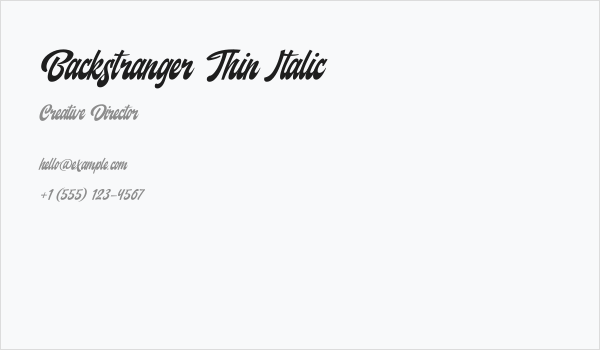 Backstranger Thin Italic Business Card