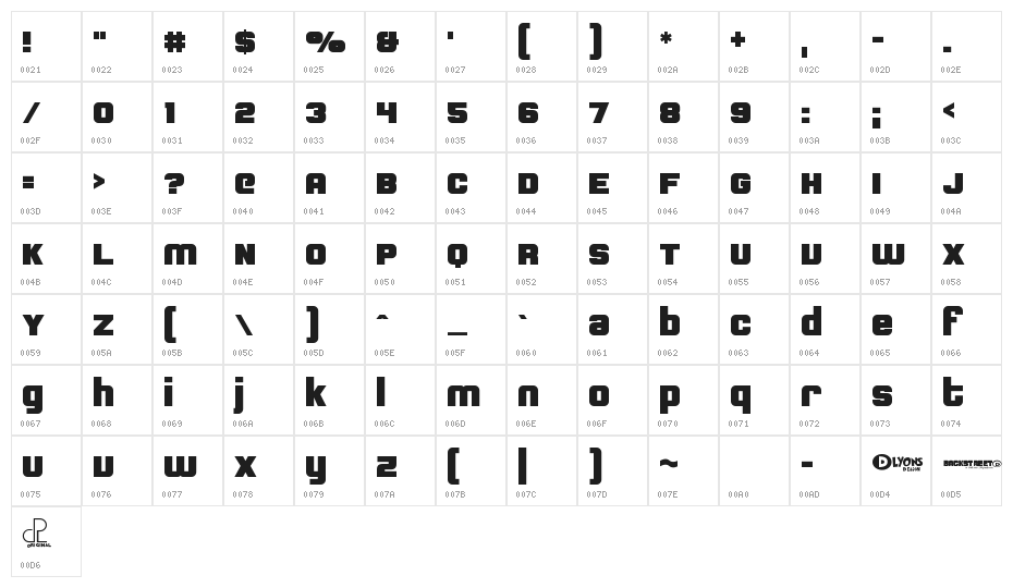 Backstreet Character Map