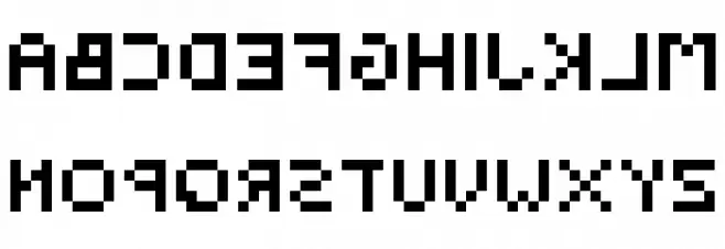 BackwardsPixelized Regular Schriftart Kleinbuchstaben