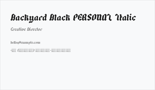 Backyard Black PERSONAL Italic Business Card