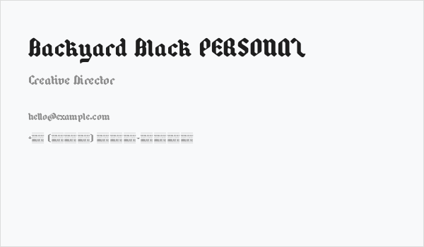 Backyard Black PERSONAL Business Card