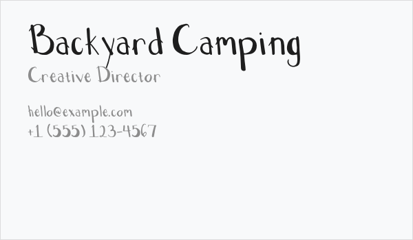 Backyard Camping Business Card
