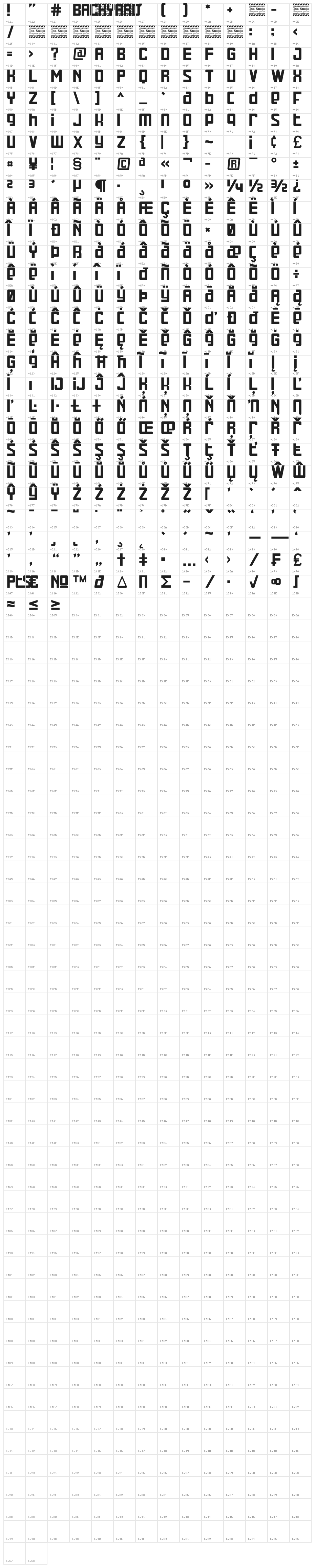 Backyard personal use Character Map
