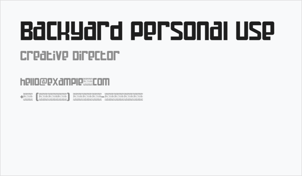Backyard personal use Business Card