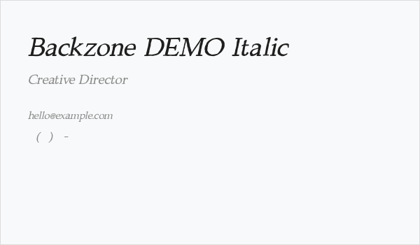 Backzone DEMO Italic Business Card