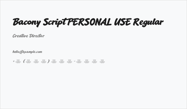 Bacony Script PERSONAL USE Regular Business Card