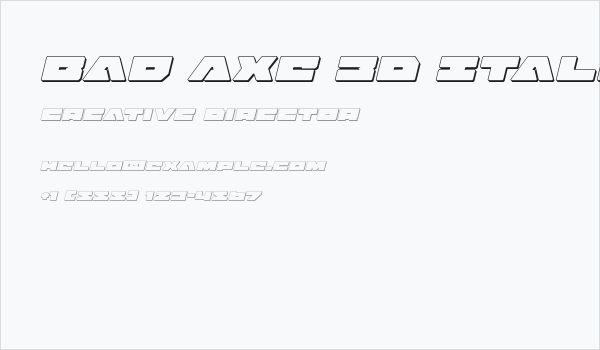 Bad Axe 3D Italic Business Card