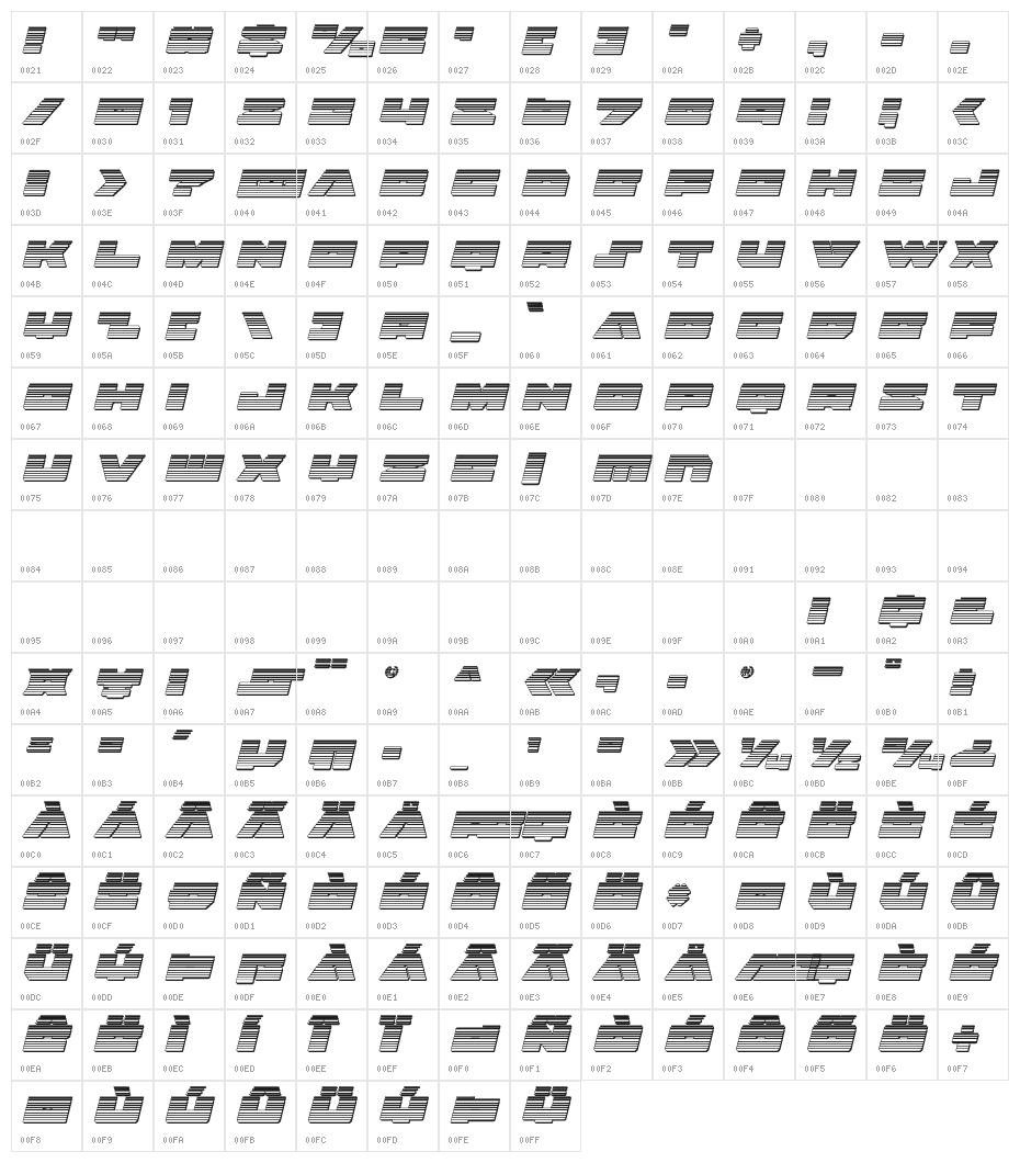 Bad Axe Chrome Italic Character Map