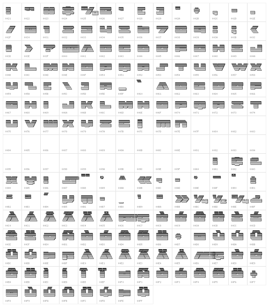 Bad Axe Chrome Character Map