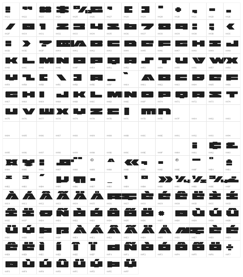 Bad Axe Expanded Character Map
