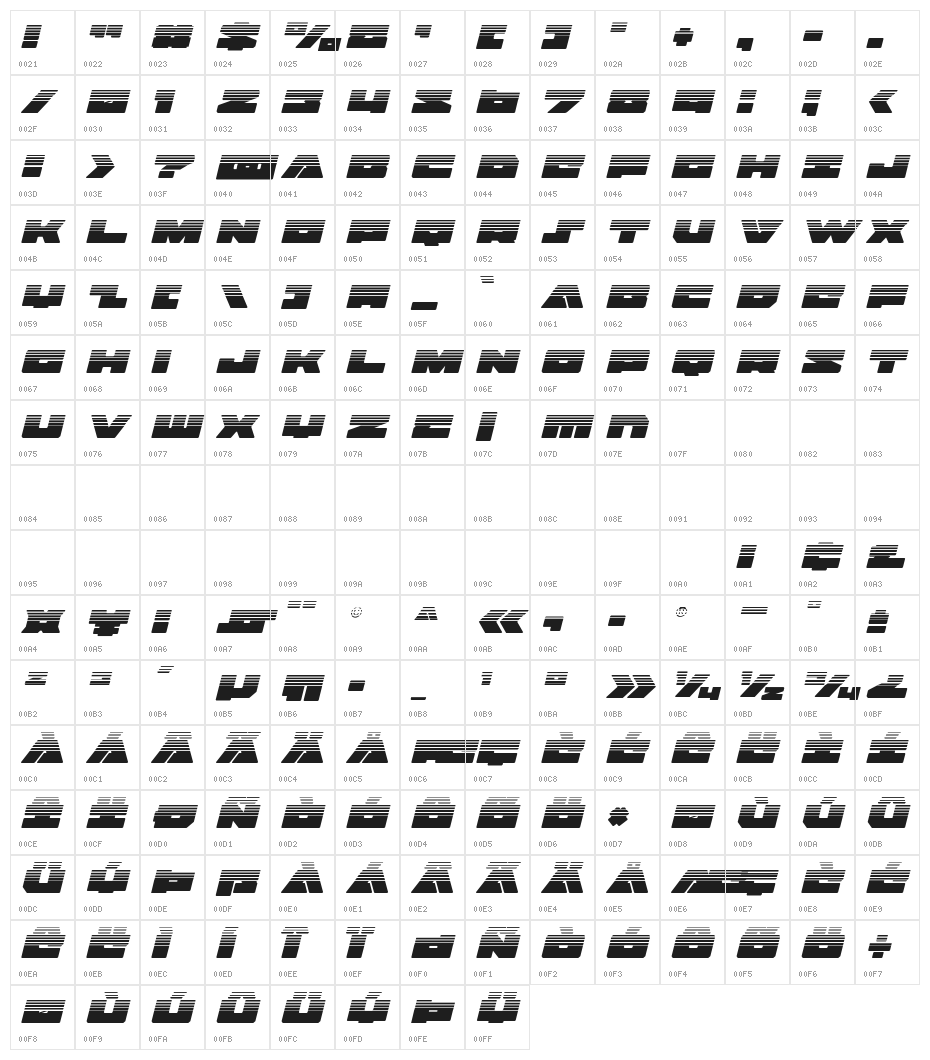 Bad Axe Halftone Italic Character Map