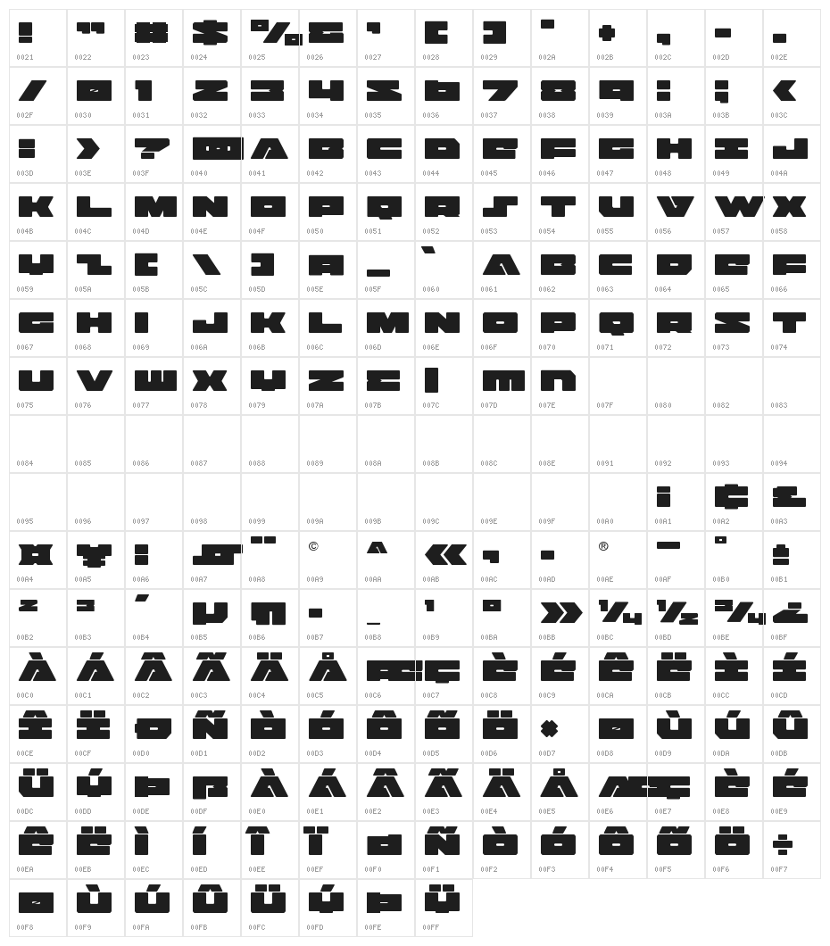 Bad Axe Character Map