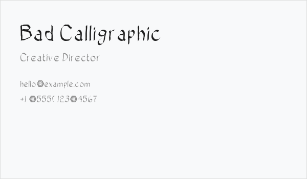 Bad Calligraphic Business Card