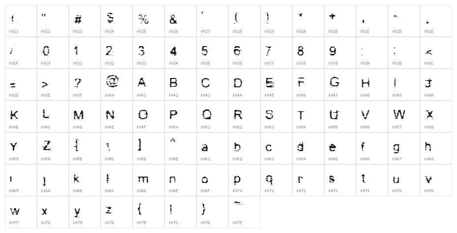 Bad Cargo 2.0 Character Map