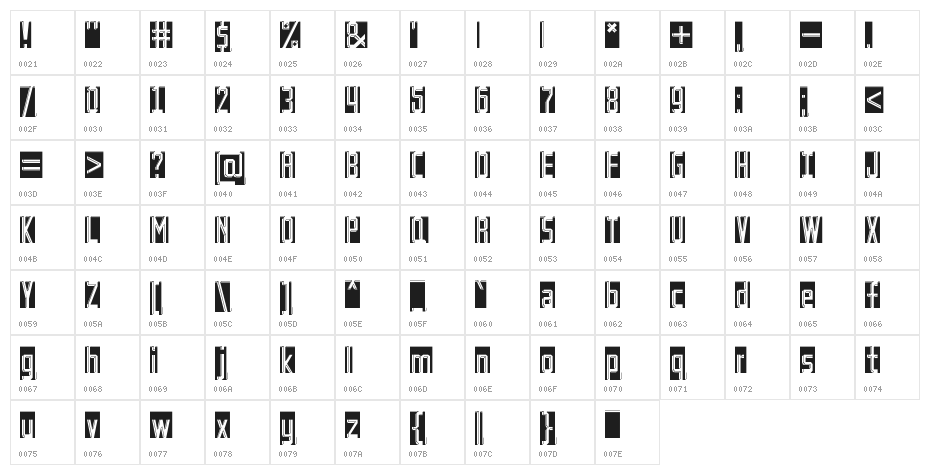 Bad Eyes Regular Character Map