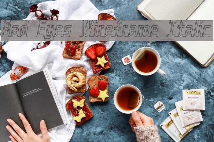 Bad Eyes Wireframe Italic Font examples