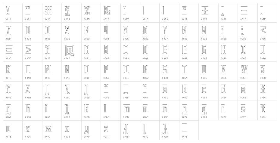 Bad Eyes Wireframe Regular Character Map
