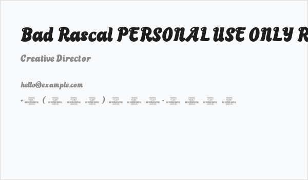 Bad Rascal PERSONAL USE ONLY Regular Business Card