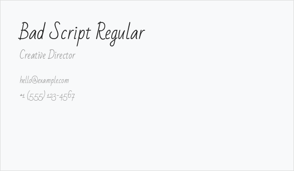 Bad Script Regular Business Card