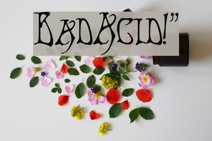 BadAcid!` Schriftart examples