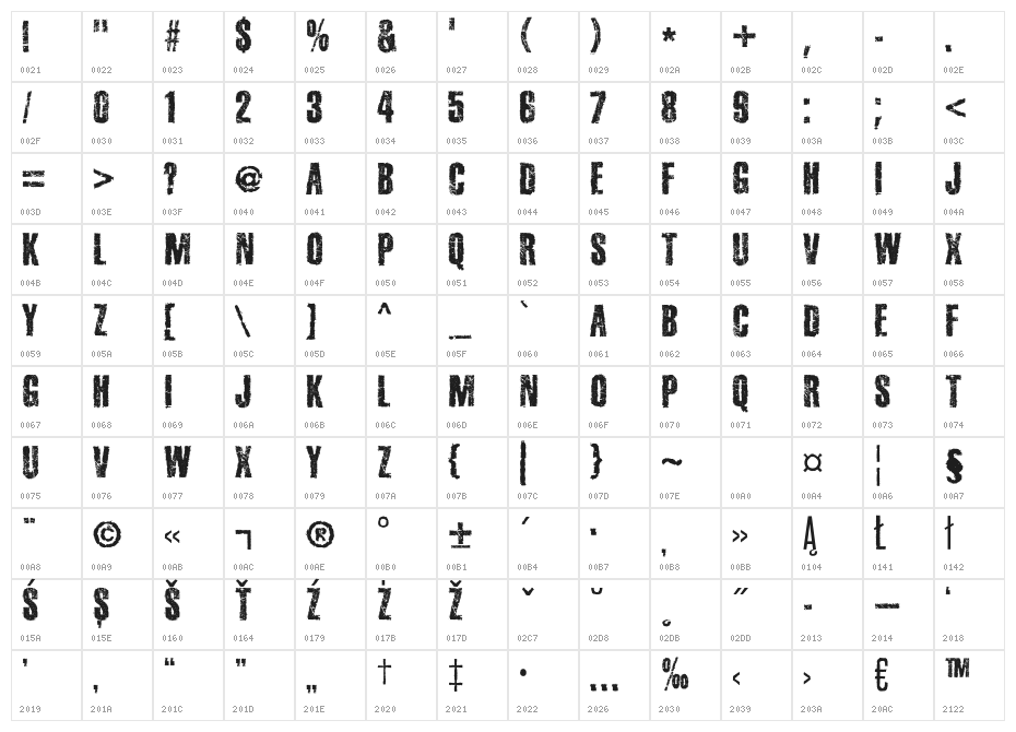 BadSuabiaSwing-Regular Character Map
