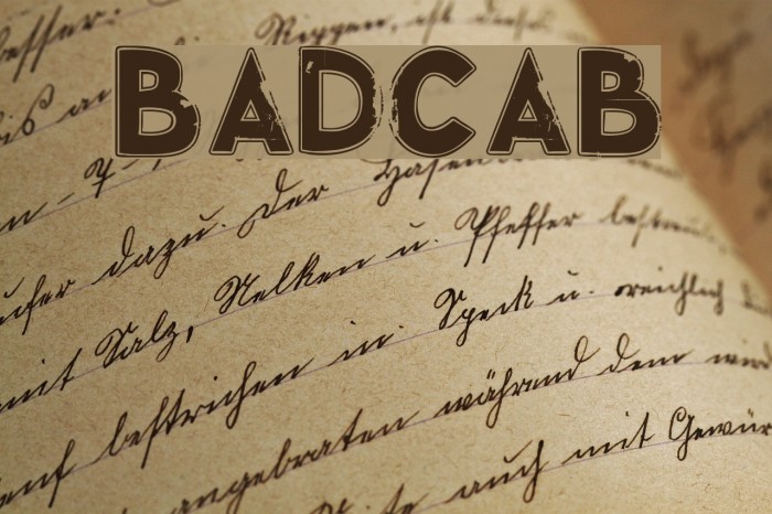 Badcab Font examples