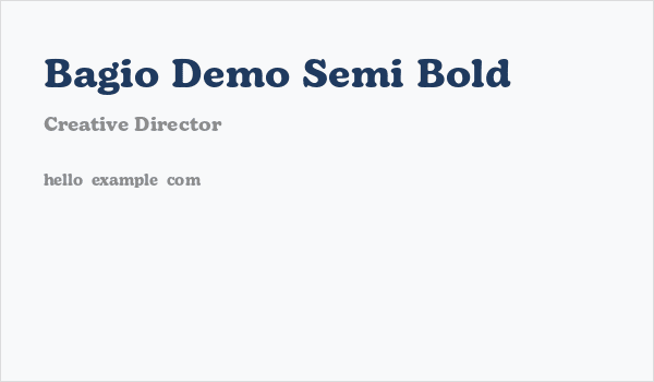 Bagio Demo Semi Bold Business Card
