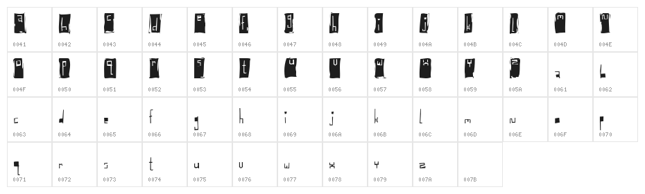 Baglady Character Map