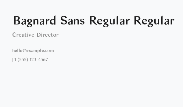 Bagnard Sans Regular Regular Business Card