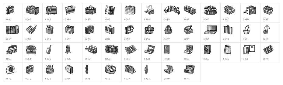 Bags and stuff II Character Map