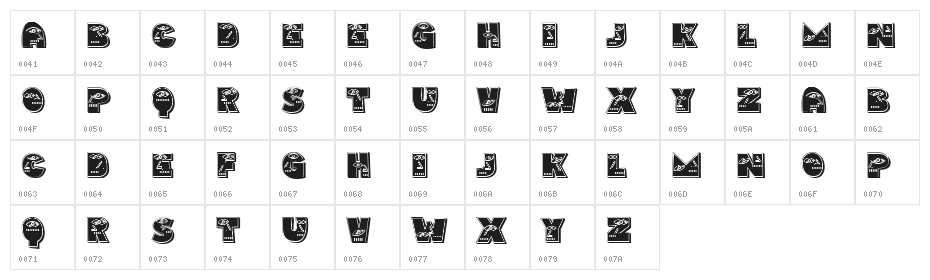 Bahanalia Black Regular Character Map