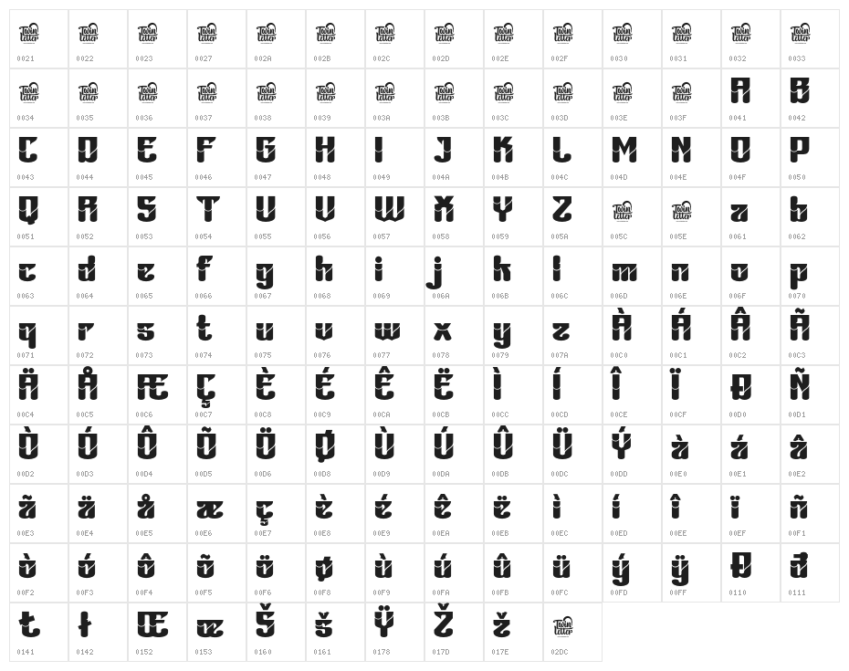 Bahiyohtrial-Regular Character Map