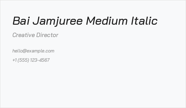 Bai Jamjuree Medium Italic Business Card