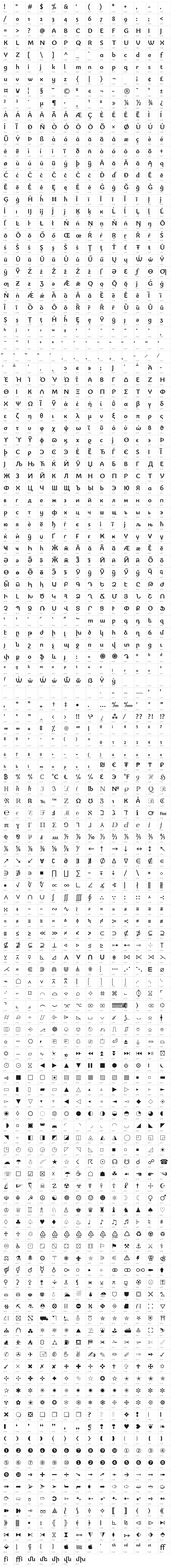 Bainsley Bold Character Map