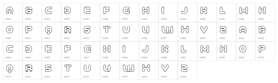 Baked Snails Hollow Rustique Regular Character Map