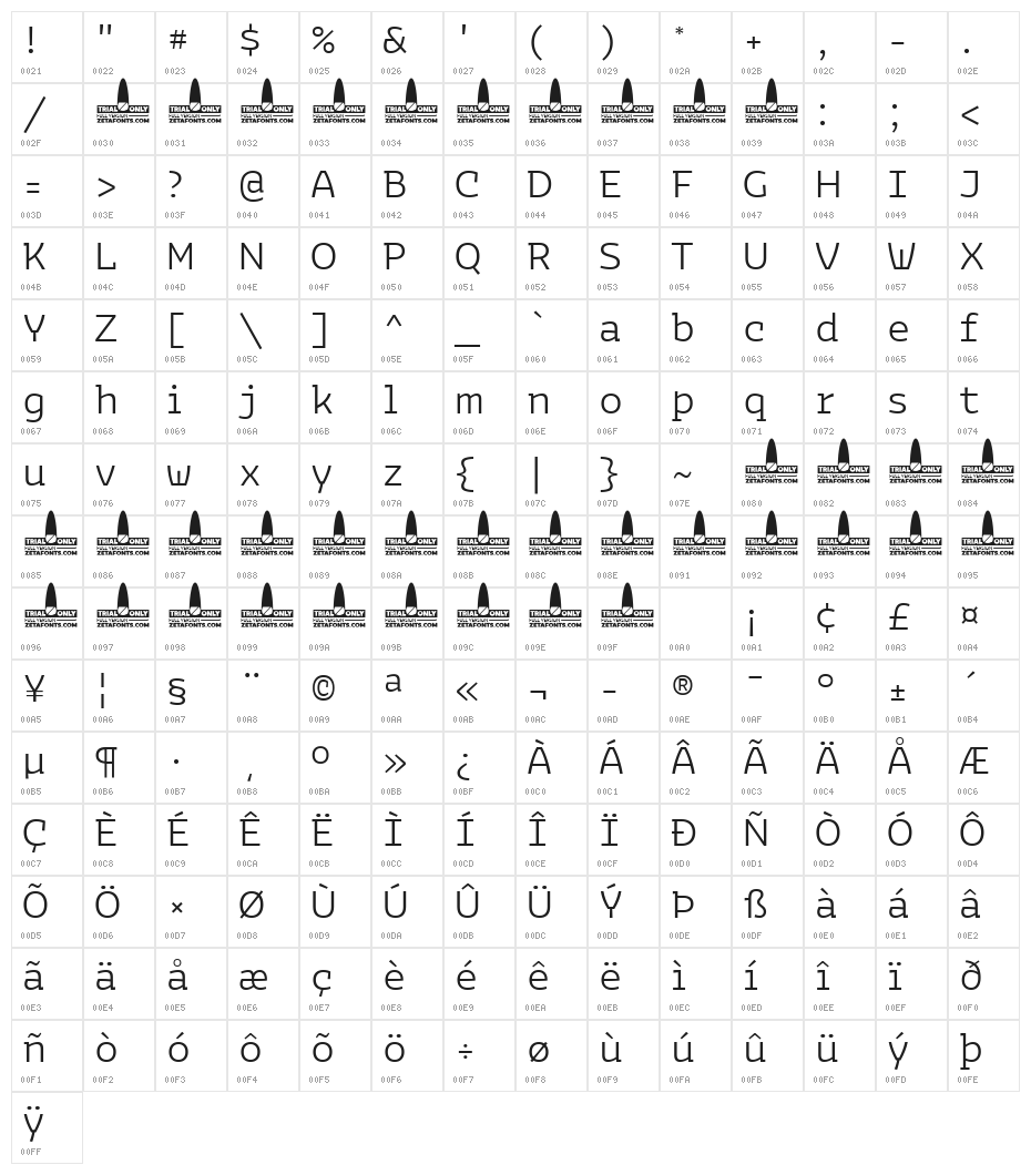 Bakemono Stereo Trial Light Character Map