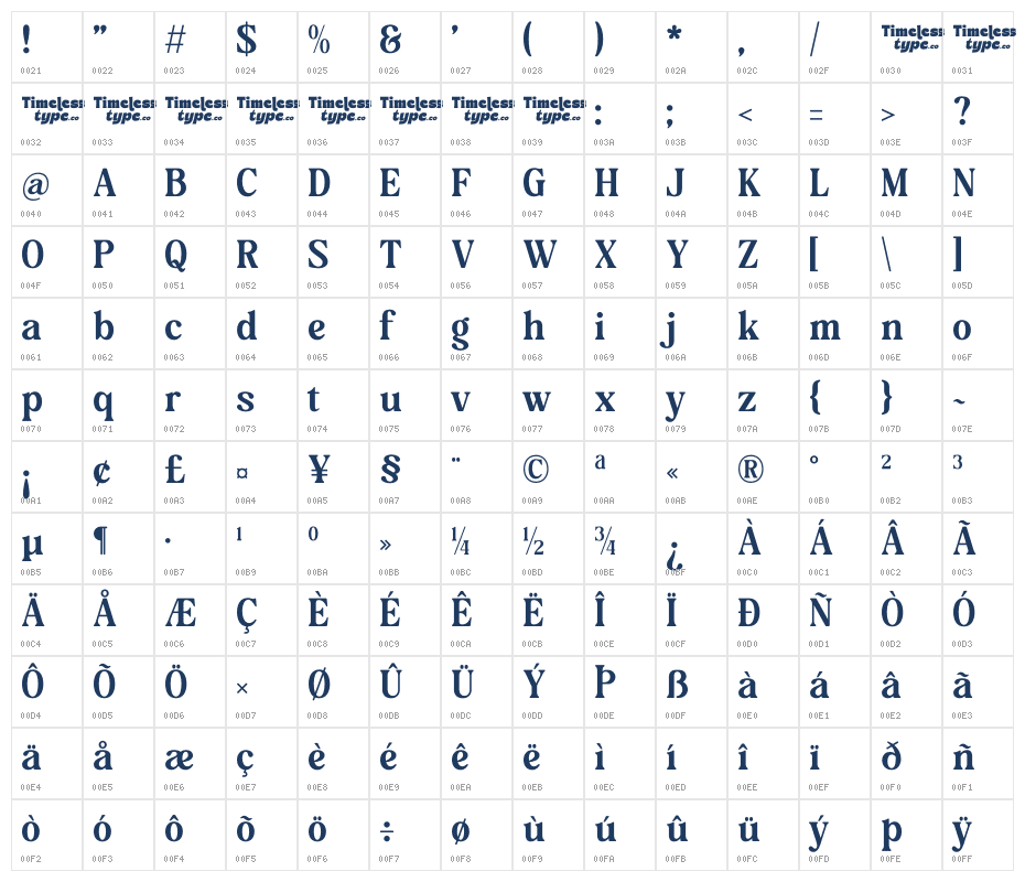 Bakeri DEMO VERSION Character Map