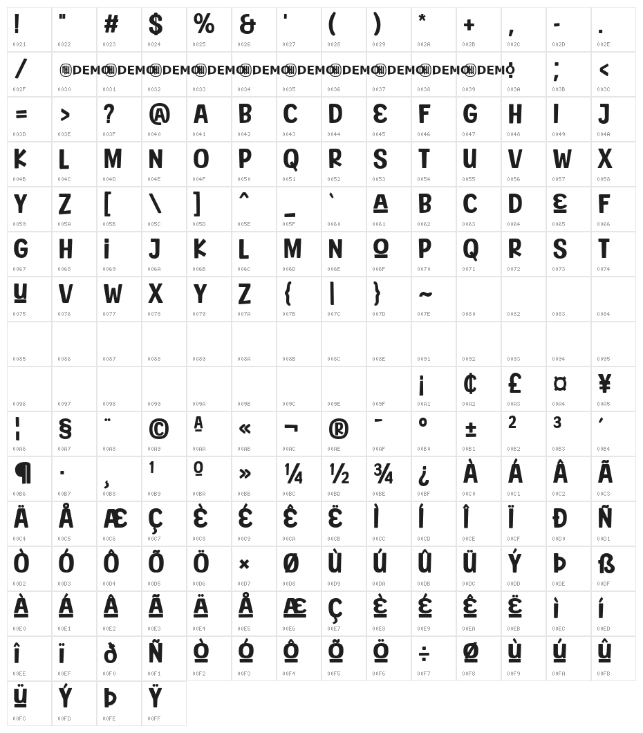 Bakery Goods Regular Character Map