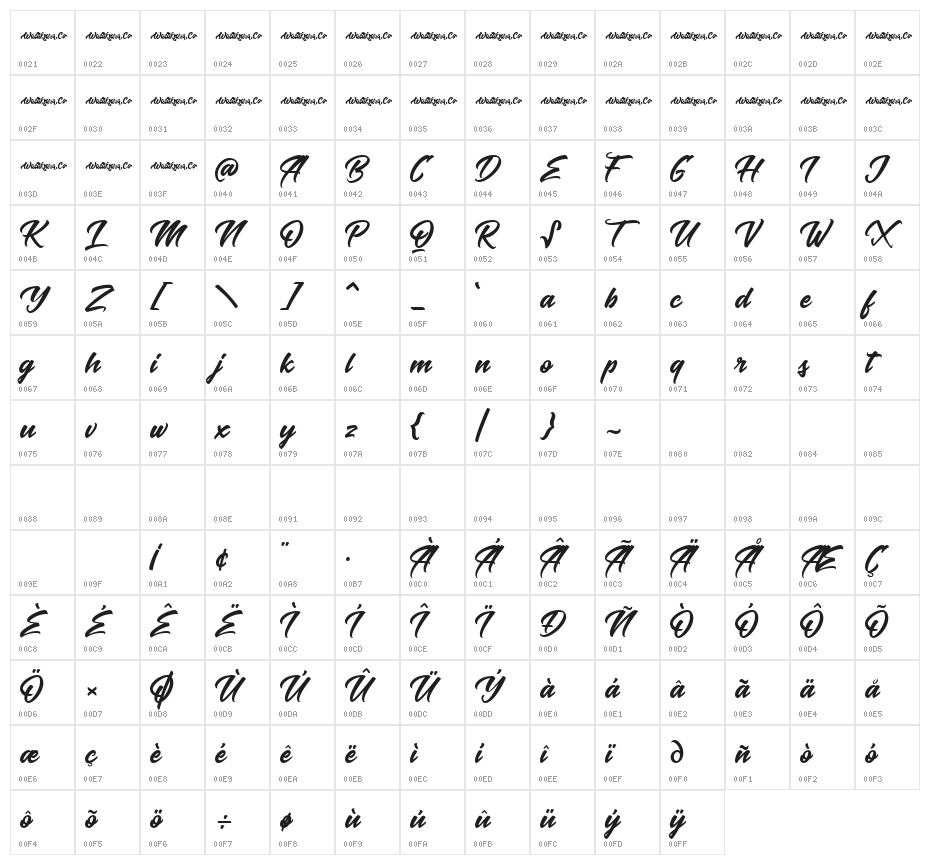 BaksodaDemo Regular Character Map