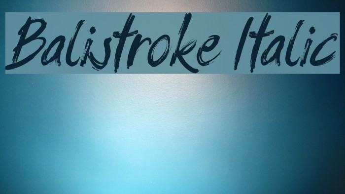 Balistroke Italic Font examples