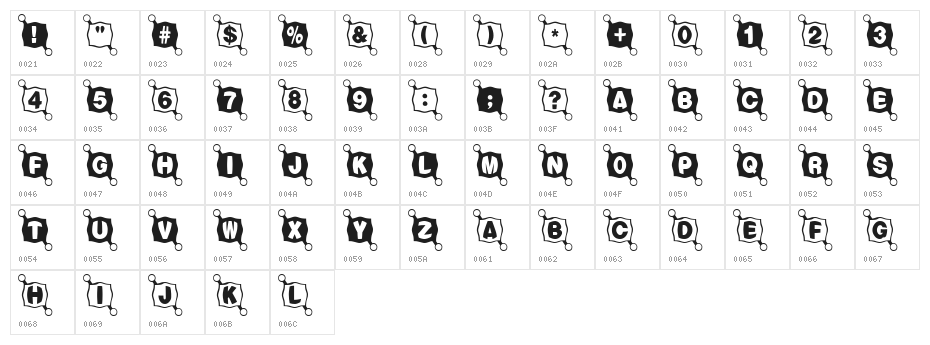BallTack Character Map