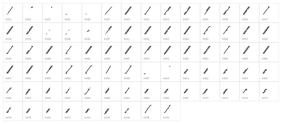 Ballbase MegaUltraItalic Character Map